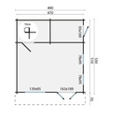 Blokhut - Tuinhuis - Home Office 44mm Berlin incl. fundering en vloer Prijs exclusief dakbedekking - dient apart besteld te worden Dakleer: 46,5 m² / Shingles: 39 m² / Aqua: 48 STK / Profiel: zie tab Afmeting: L490xB530xH344cm 