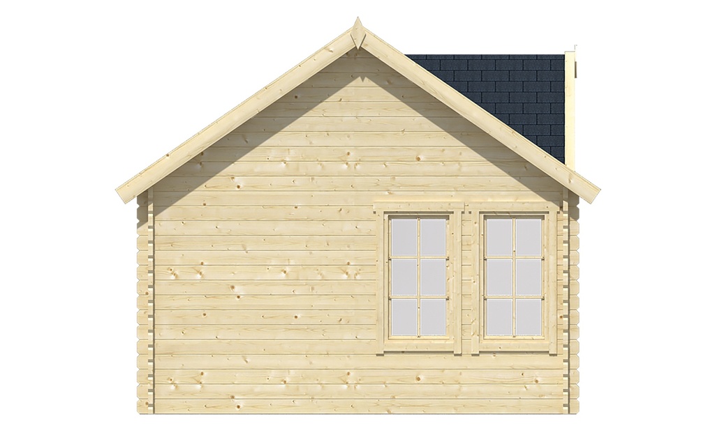 Blokhut - Tuinhuis - Home Office 44mm Clockhouse Prijs exclusief dakbedekking - dient apart besteld te worden Dakleer: 56,5 m² / Shingles: 45 m² Afmeting: L400xB550xH351cm 