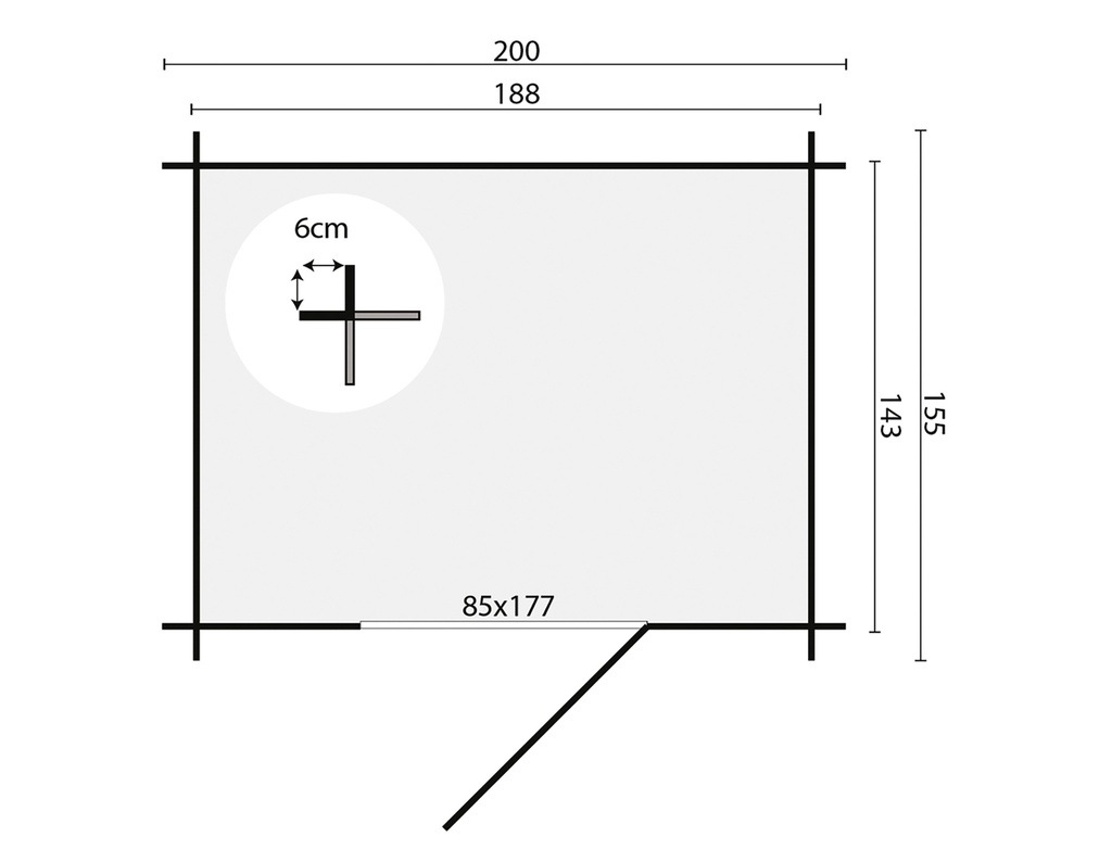 Blokhut - Tuinhuis 19mm Irina Prijs exclusief dakbedekking - dient apart besteld te worden Dakleer: 6,5 m² / Shingles: 6 m² / Aqua: 12 STK / Profiel: zie tab Afmeting: L155xB200xH21cm 