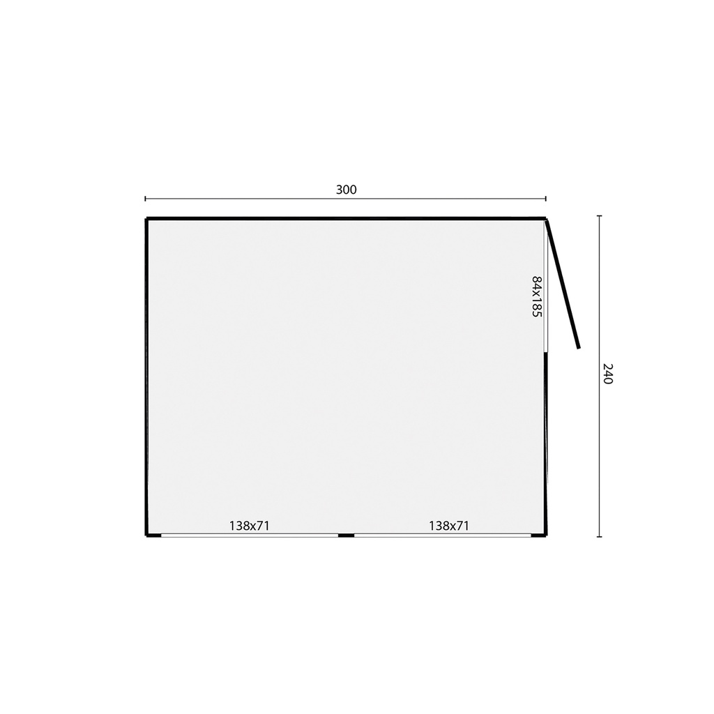 Kiosk 16mm onbehandeld vuren Noël 300x240cm incl. vloer Prijs exclusief dakbedekking - dient apart besteld te worden Dakleer: 16,5 m² Afmeting: L300xB240xH251cm 