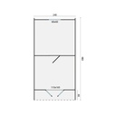 Blokhut 28mm Camping POD 480 / Home office Incl. dubbel glas + shingels  Afmeting: L480xB240xH230cm 