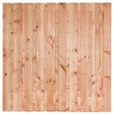 Tuinscherm lariks 21 planks (19+2) Zwarte Woud 180x180cm Planken: 1.6x14.0cm / 19 stuks 2 tussenplanken van 1.6x14.0cm, rvs geschroefd  