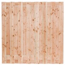 Tuinscherm lariks 17 planks (15+2) Zillertal 180x180cm Planken: 1.6x14.0cm / 15 stuks 2 tussenplanken van 1.6x14.0cm, rvs geschroefd  
