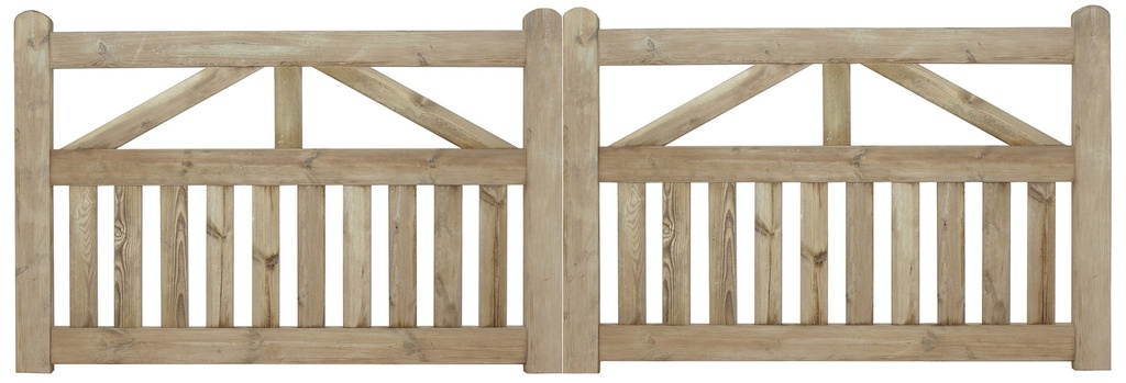 Inrijpoort H120xB360 set (2x180cm) lijst 32x70mm, glad geschaafd, geïmpregneerd hoogte: 120cm  