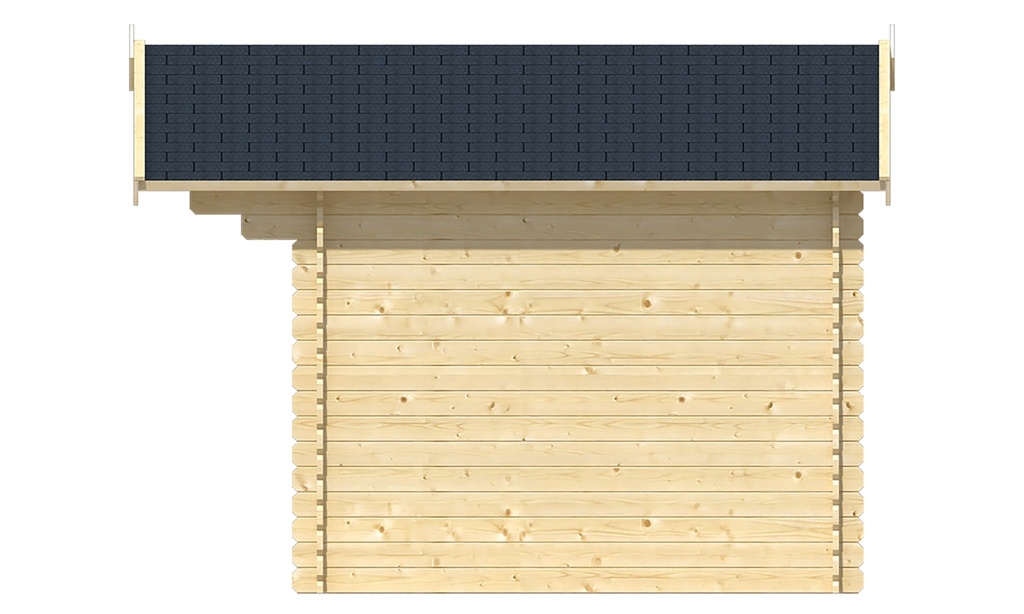 Blokhut - Tuinhuis 28mm Björn Prijs exclusief dakbedekking - dient apart besteld te worden Dakleer: 20 m² / Shingles: 18 m² / Aqua: 20 STK / Profiel: zie tab Afmeting: L260xB300xH247cm 