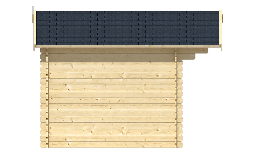 Blokhut - Tuinhuis 28mm Björn Prijs exclusief dakbedekking - dient apart besteld te worden Dakleer: 20 m² / Shingles: 18 m² / Aqua: 20 STK / Profiel: zie tab Afmeting: L260xB300xH247cm 