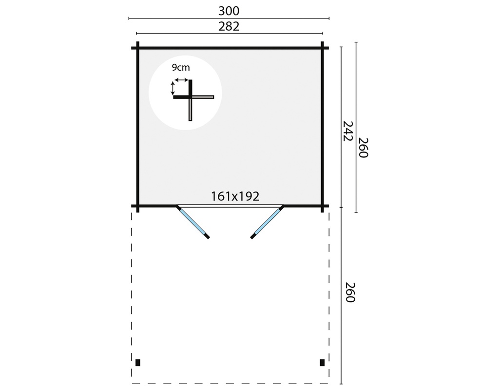 Blokhut - Tuinhuis 28mm Georg Prijs exclusief dakbedekking - dient apart besteld te worden Dakleer: 26,5 m² / Shingles: 21 m² / Aqua: 28 STK / Profiel: zie tab Afmeting: L260xB300xH250cm 