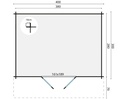 Blokhut - Tuinhuis 34mm Summertime / Murcia Prijs exclusief dakbedekking - dient apart besteld te worden Dakleer: 26,5 m² / Shingles: 21 m² / Aqua: 26 STK / Profiel: zie tab Afmeting: L300xB400xH236cm 