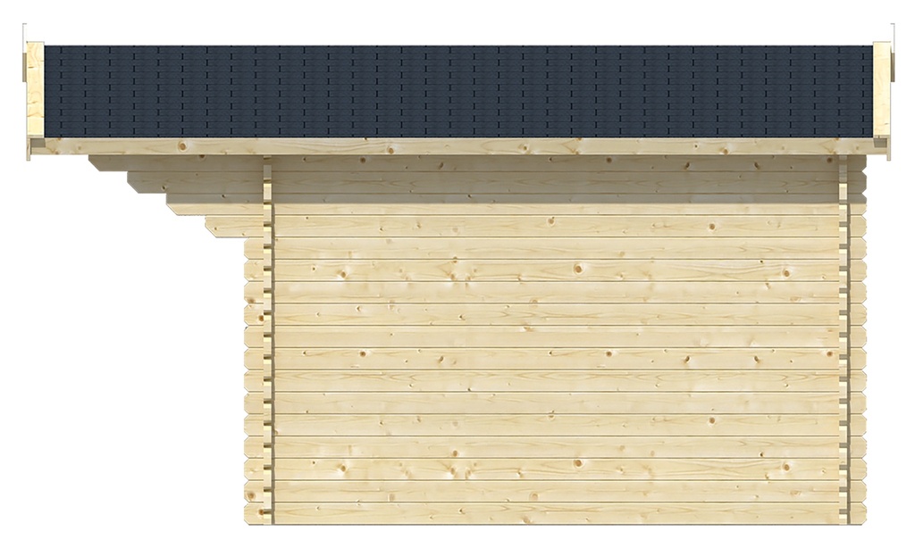 Blokhut - Tuinhuis 40mm Riho Prijs exclusief dakbedekking - dient apart besteld te worden Dakleer: 20 m² / Shingles: 18 m² / Aqua: 24 STK / Profiel: zie tab Afmeting: L320xB320xH245cm 