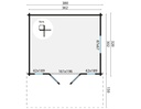 Blokhut - Tuinhuis - Home Office 44mm Inglund Prijs exclusief dakbedekking - dient apart besteld te worden Dakleer: 26,5 m² / Shingles: 24 m² / Aqua: 28 STK / Profiel: zie tabel Afmeting: L320xB380xH260cm 