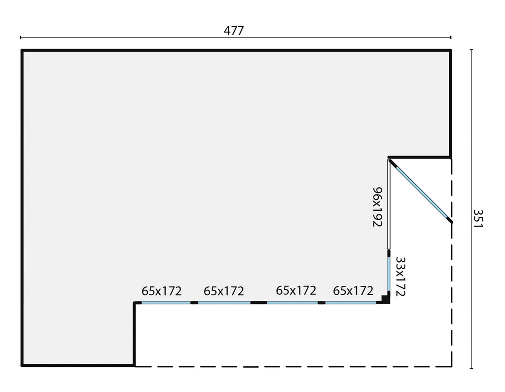 Tuinhuis - Home Office 19mm Elin dubbelwandig incl. vloer Prijs exclusief dakbedekking - dient apart besteld te worden Easy-roofing: 25 m² / EPDM: 40.9991/09 Afmeting: L477xB351xH265cm 