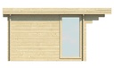 Blokhut - Tuinhuis - Home Office 44mm Lory Prijs exclusief dakbedekking - dient apart besteld te worden Easy-roofing: 30 m² / EPDM: Set 40.9991/11 Afmeting: L435xB350xH230cm Gehard ISO glas