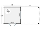 Blokhut - Tuinhuis 28mm Dellinger met overkapping Prijs exclusief dakbedekking - dient apart besteld te worden Dakleer: 26 m² / Easy-roofing: 30 m² / EPDM: Set 40.9991/12 Afmeting: L300xB300xH225cm 