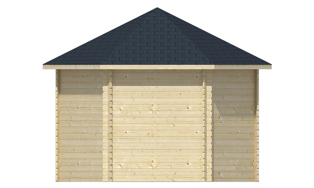 Blokhut - Tuinhuis 34mm Nora Prijs exclusief dakbedekking - dient apart besteld te worden Dakleer: 26,5 m² / Shingles: 21 m² Afmeting: L354xB316xH298cm 