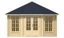 Blokhut - Tuinhuis - Home Office 44mm Lynn Prijs exclusief dakbedekking - dient apart besteld te worden Dakleer: 36,5 m² / Shingles: 30 m² Afmeting: L418xB418xH306cm 