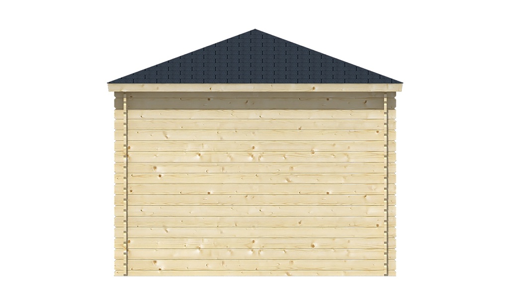 Blokhut - Tuinhuis 28mm Kennet met overkapping Prijs exclusief dakbedekking - dient apart besteld te worden Dakleer: 36,5 m² / Shingles: 27 m² Afmeting: L300xB500xH271cm 