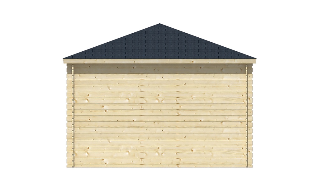 Blokhut - Tuinhuis 28mm Christoffer met overkapping Prijs exclusief dakbedekking - dient apart besteld te worden Dakleer: 40 m² / Shingles: 33 m² Afmeting: L350xB575xH305cm 