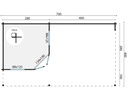 Blokhut - Tuinhuis 40mm Annette met overkapping Prijs exclusief dakbedekking - dient apart besteld te worden Easy-roofing: 40 m² / EPDM: Set 40.9991/19 Afmeting: L700xB400xH233cm 