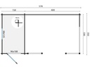 Blokhut - Tuinhuis 40mm Selma met overkapping Prijs exclusief dakbedekking - dient apart besteld te worden Dakleer: 36,5 m² / Shingles: 30 m² / Aqua: 36 STK / Profiel: zie tab Afmeting: L550xB350xH279cm 