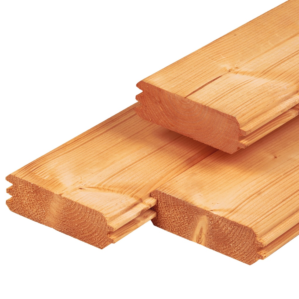 [36.4460P] Red Class Wood blokhutprofiel 4.4x14.5x600cm geschaafd werkend: 13.5cm dubbel tong en groef