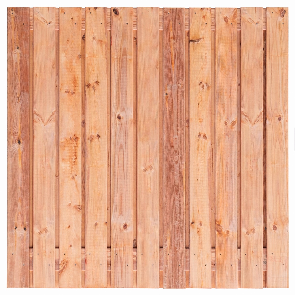[P022299-8.93180P] Tuinscherm Red Class Wood (21+2) 23-pl. Agadir 180x180cm Planken: 1.6x14.0cm / 21 stuks 2 tussenplanken van 1.6x14.0cm, rvs geschroefd  