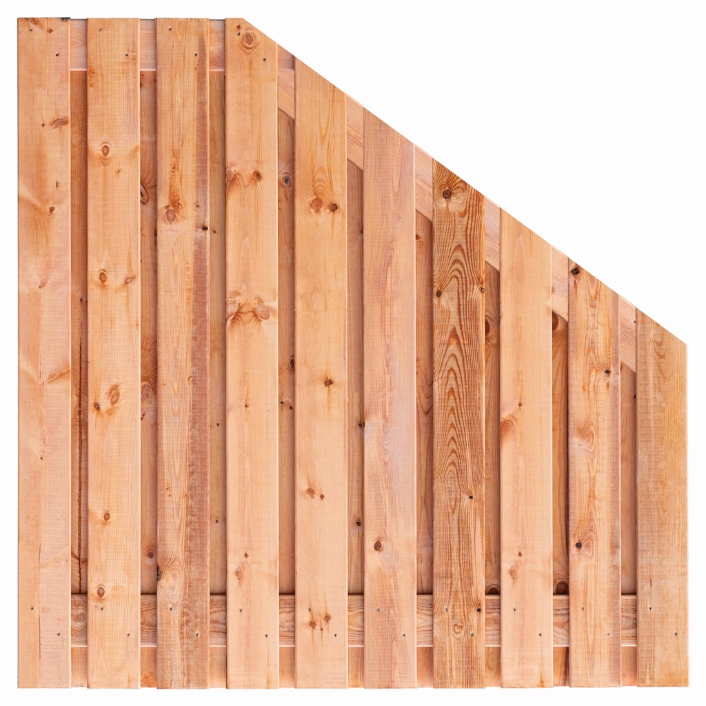[P022297-8.92918P] Tuinscherm Red Class Wood (19+2) 21-pl. Casablanca 180/90x180cm Verloop Planken: 1.6x14.0cm / 19 stuks 2 tussenplanken van 1.6x14.0cm, rvs geschroefd  