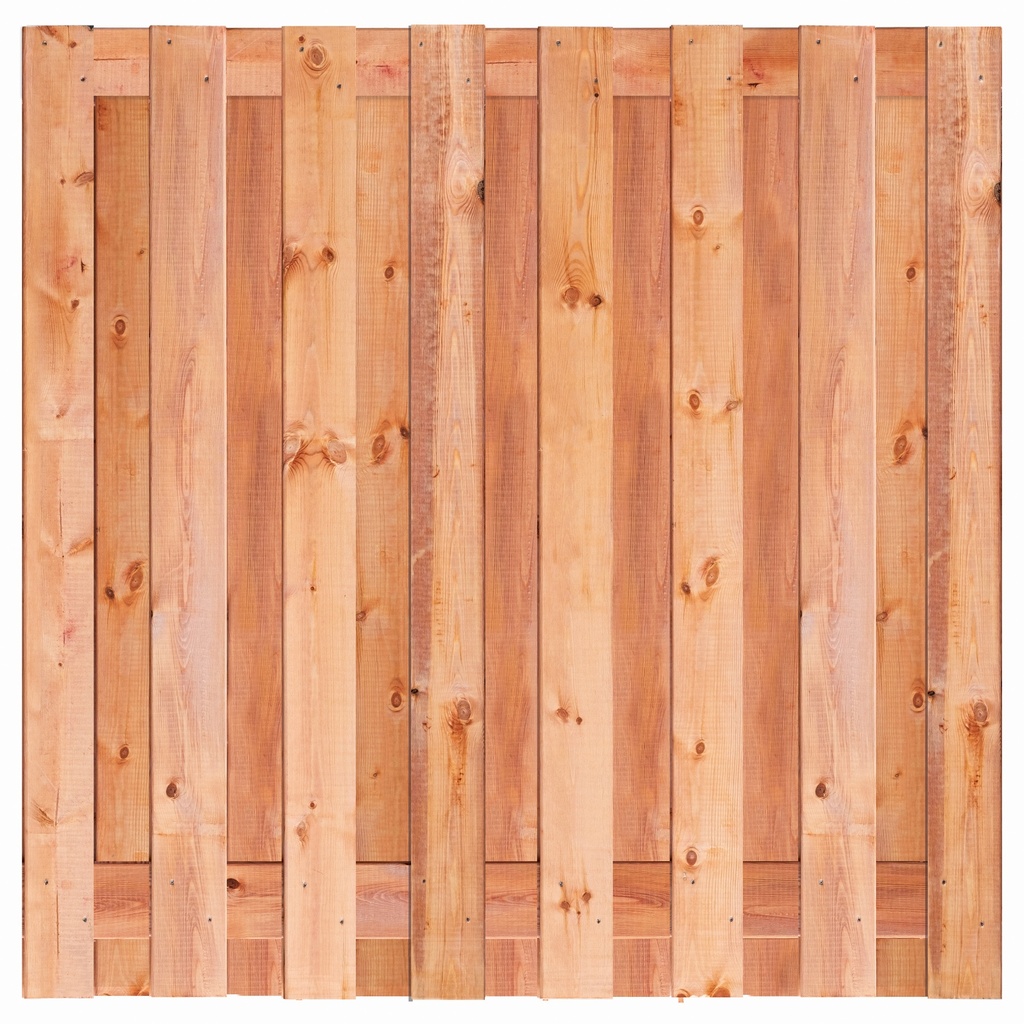 [P022285-8.90180P] Tuinscherm Red Class Wood (15+2) 17-pl. Marrakesh 180x180cm Planken: 1.6x14.0cm / 15 stuks 2 tussenplanken van 1.6x14.0cm, rvs geschroefd  