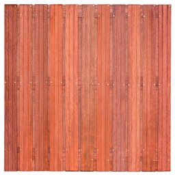 [P002250-8.43180] Tuinscherm hardhout 23 planks (21+2) Hoorn 180 x 180 Planken: 1.4x14.0cm / 21 stuks 2 tussenregels van 1.4x14.0cm, rvs geschroefd houtsoort: Keruing 