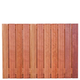 [P002248-8.43130] Tuinscherm hardhout 23 planks (21+2) Hoorn 180 x 130 Planken: 1.4x14.0cm / 21 stuks 2 tussenregels van 1.4x14.0cm, rvs geschroefd houtsoort: Keruing 
